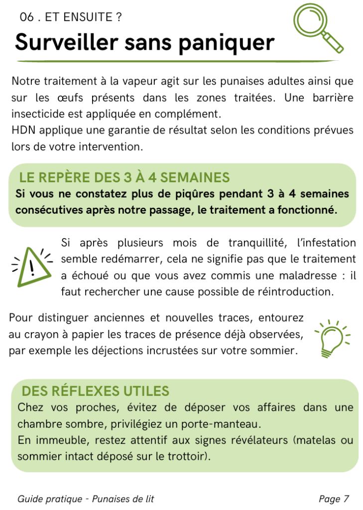 protocole punaises de lit : après le traitement HDN