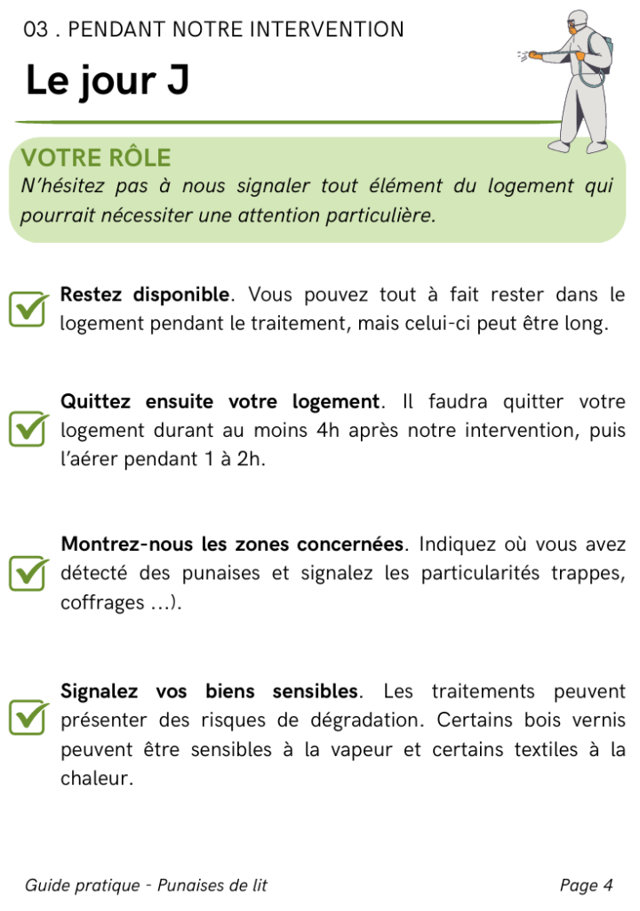protocole punaises de lit : pendant le traitement HDN